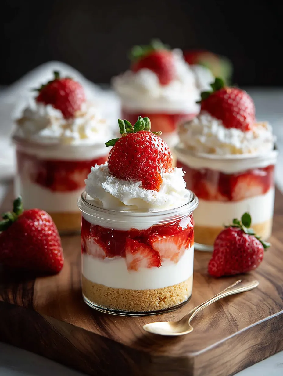 A dessert with strawberries and whipped cream.