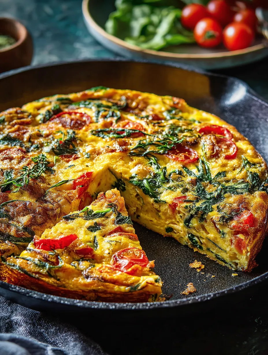 A slice of broccoli and tomato quiche.