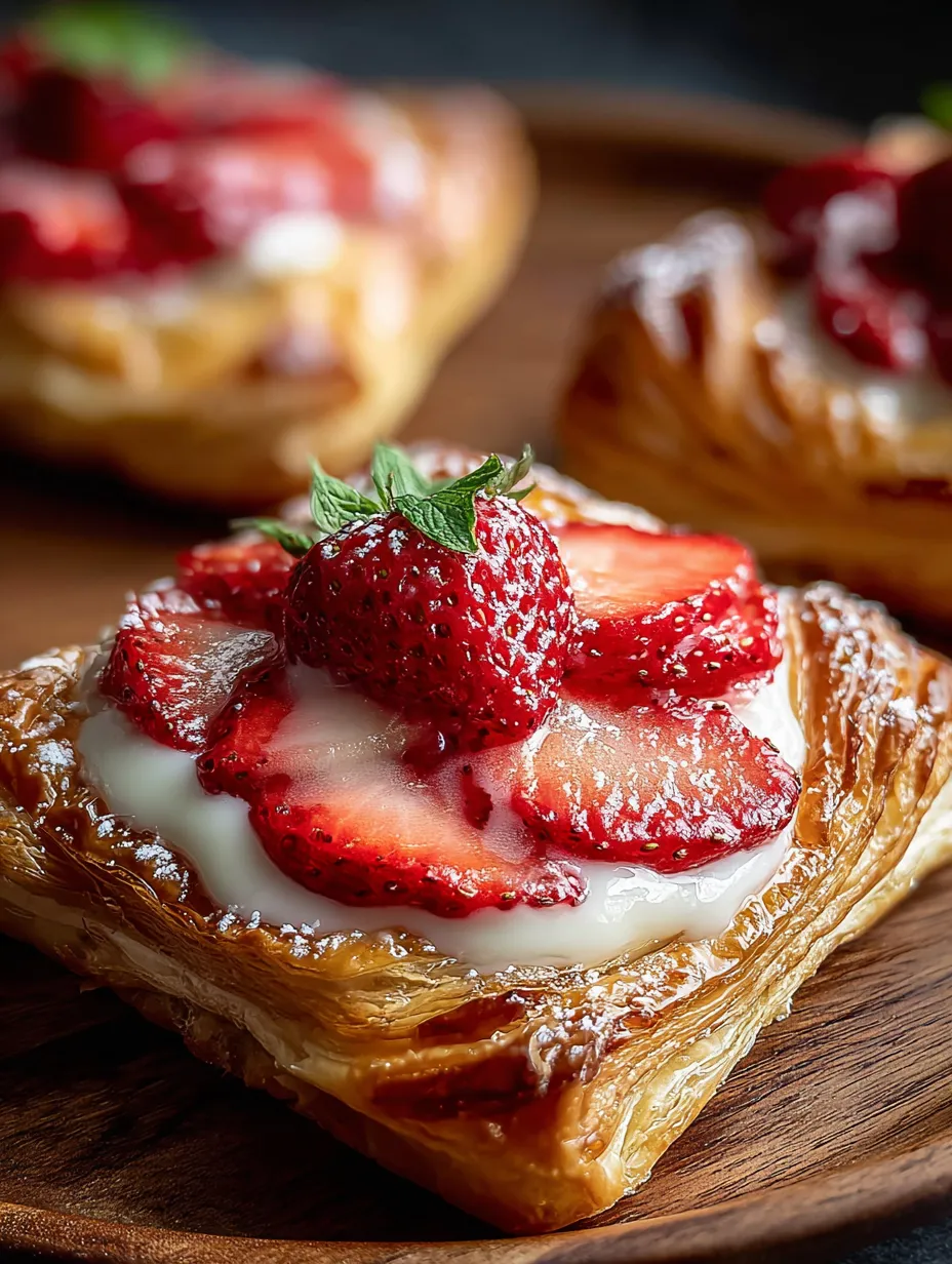 A pastry with a strawberry on top.