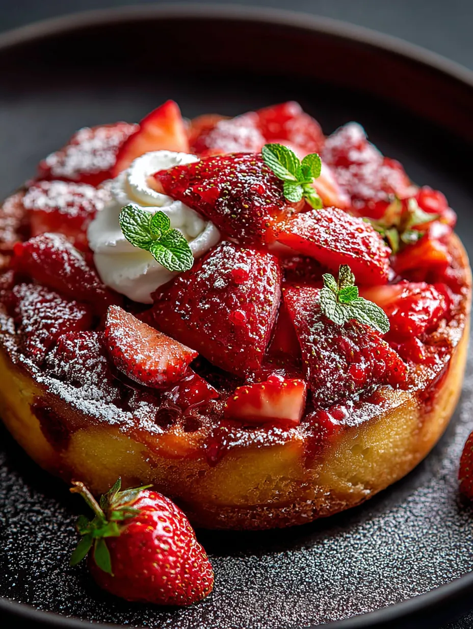 A strawberry shortcake with whipped cream and strawberries on top.