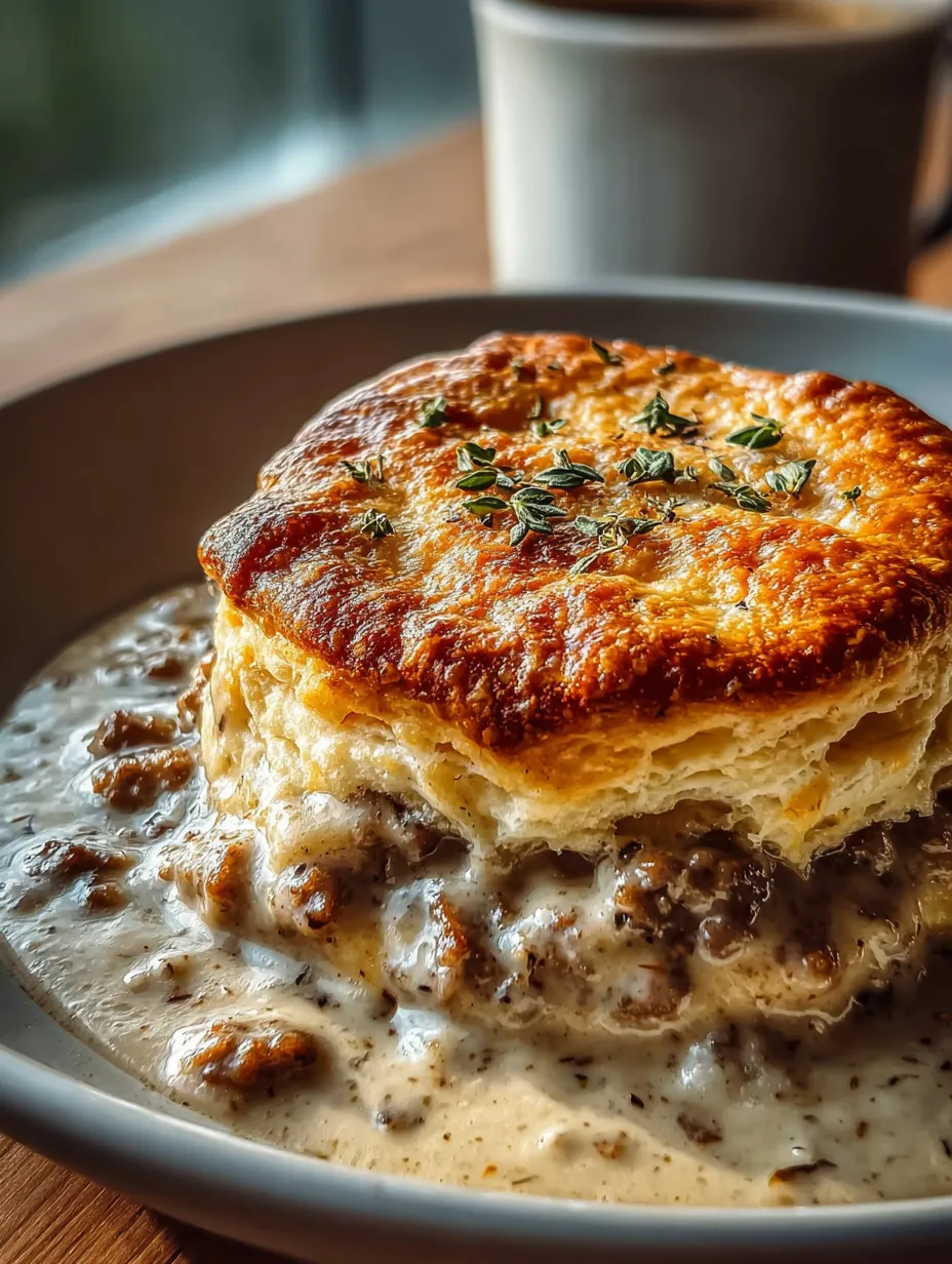A bowl of food with a pastry on top.