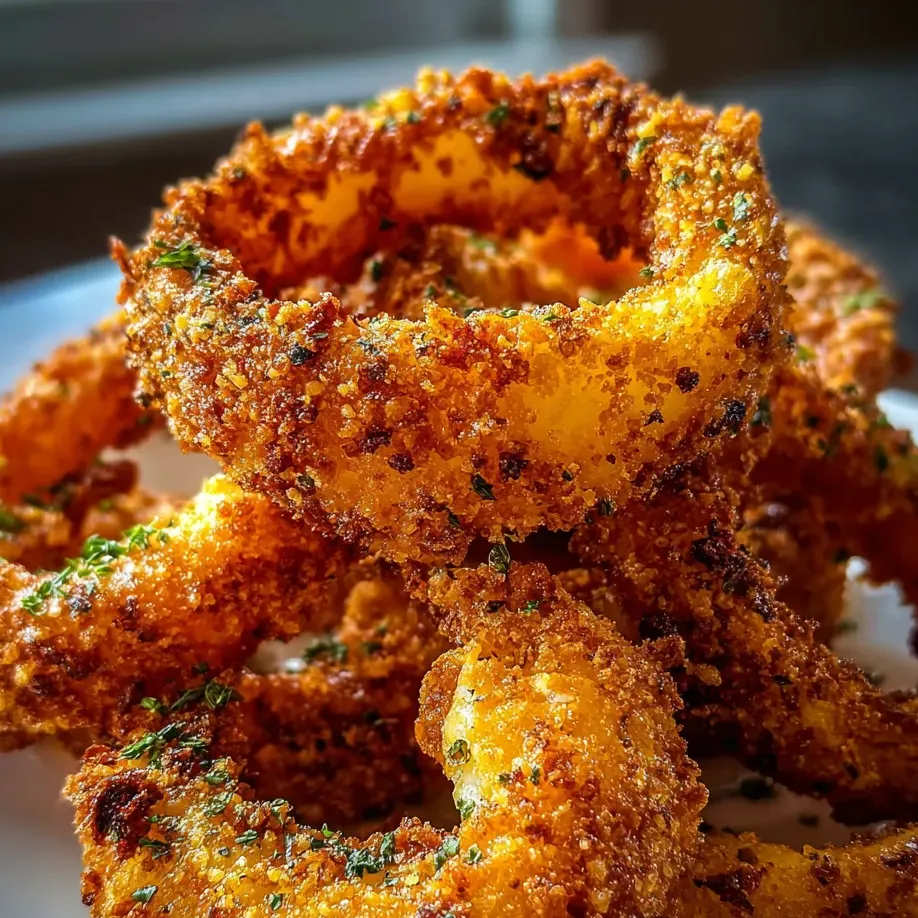 A plate of fried onion rings.