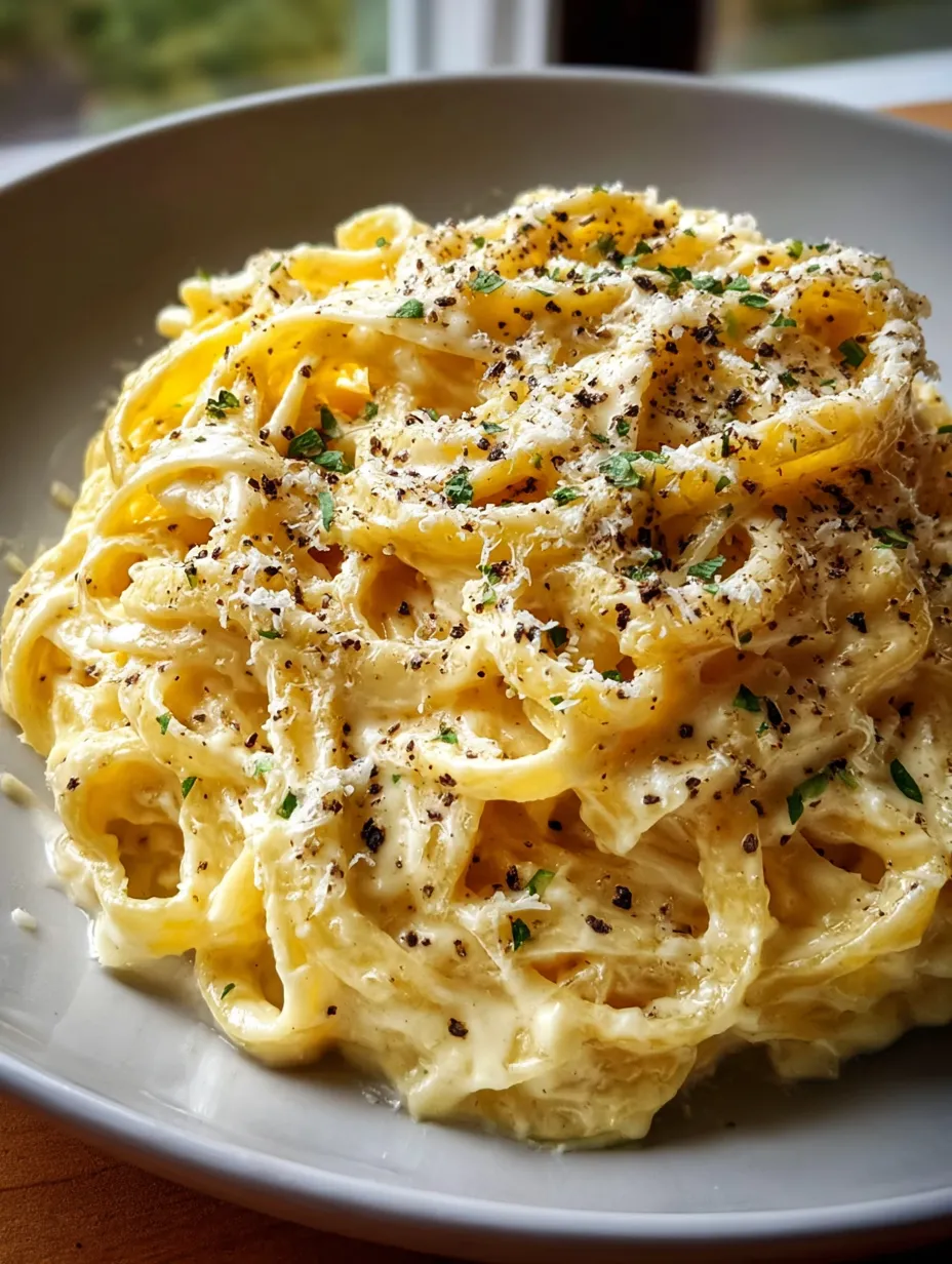 A plate of pasta with cheese and herbs.