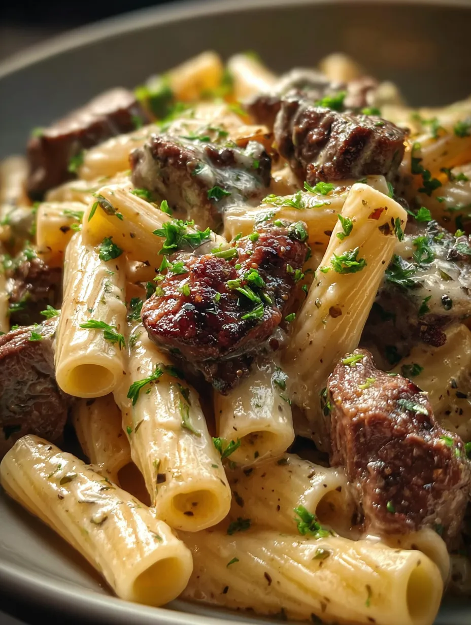A plate of pasta with meat and cheese.