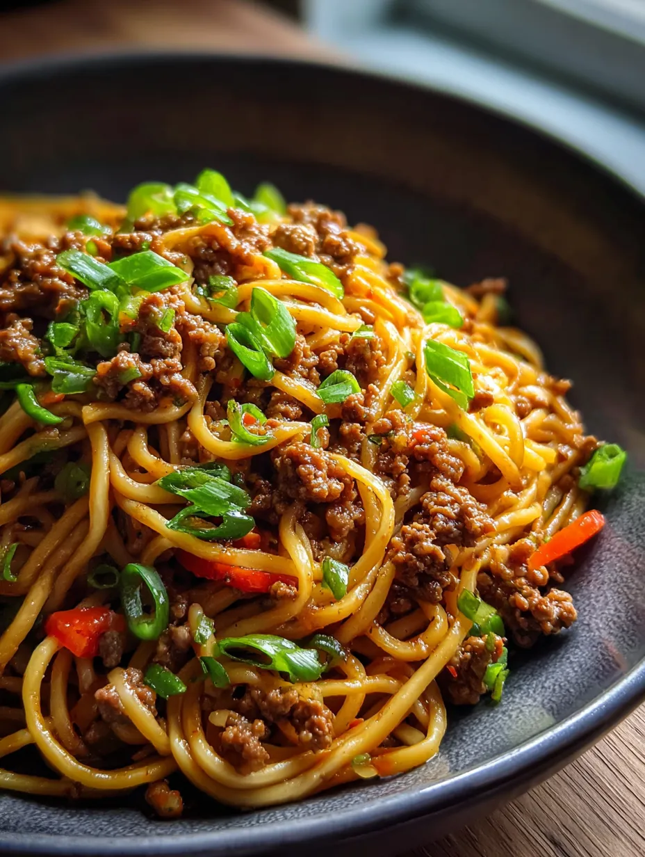 A bowl of noodles with meat and vegetables.