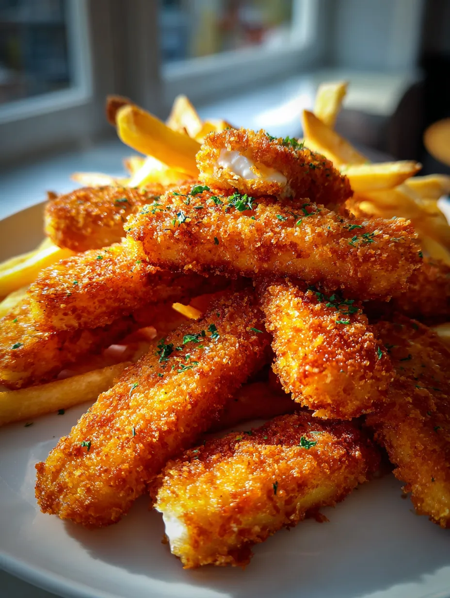 A plate of fried fish and fries.