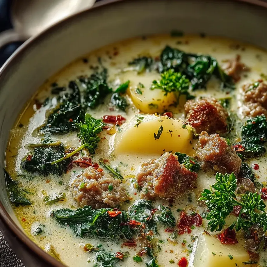 A bowl of soup with greens and meat.