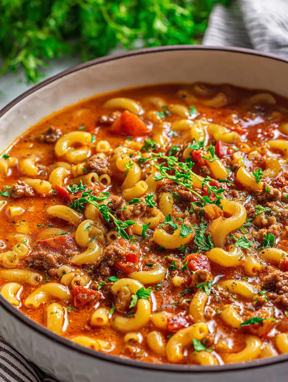 A bowl of pasta with tomatoes and herbs.