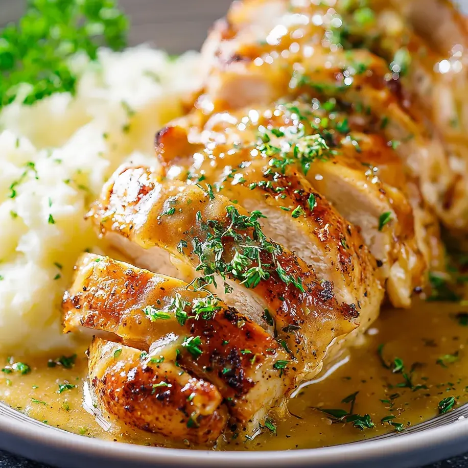 A plate of food with chicken and potatoes.