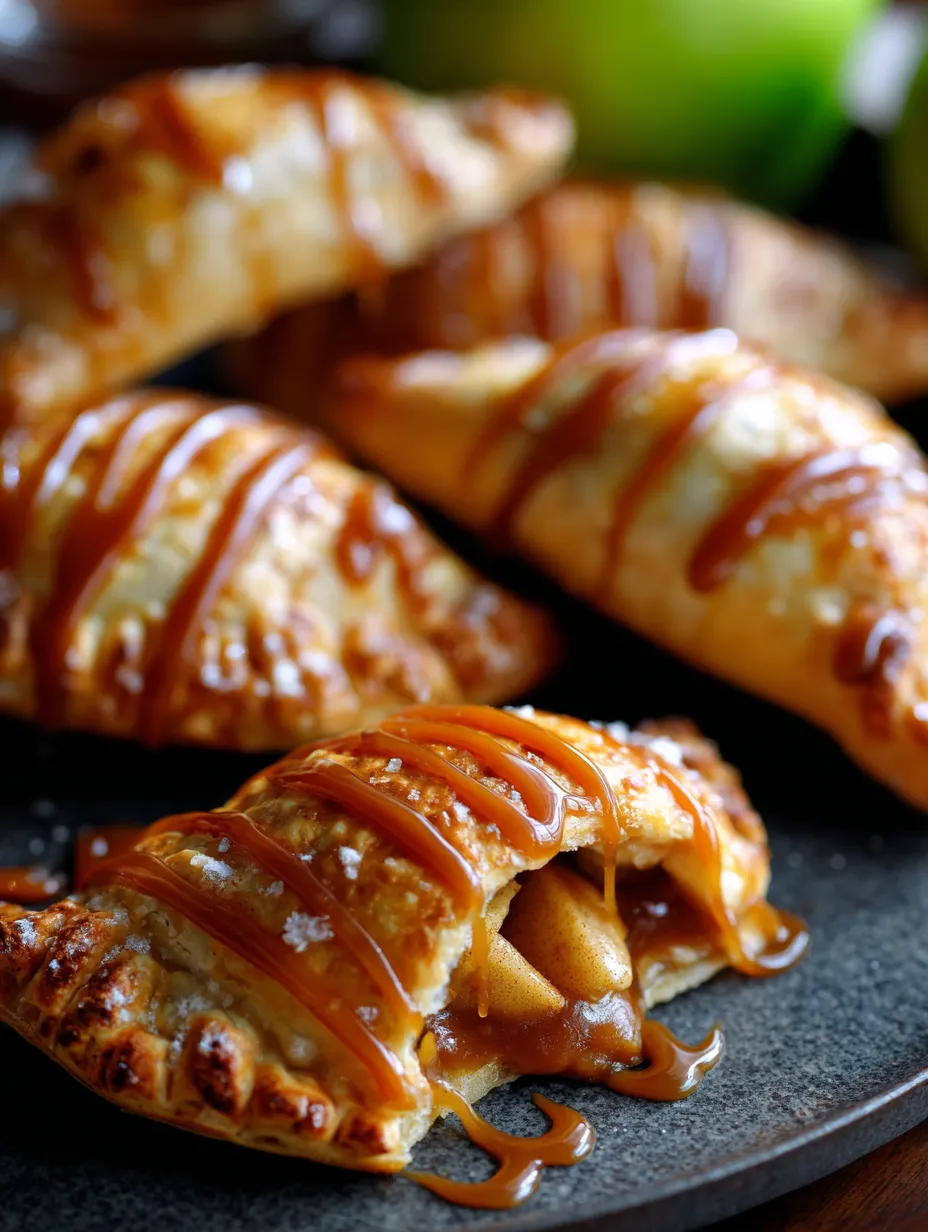 A close up of a pastry with caramel drizzled on top.