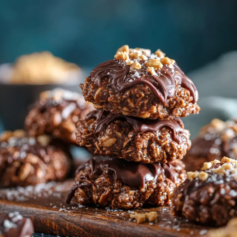 Chocolate chip cookies with nuts on a wooden tray.