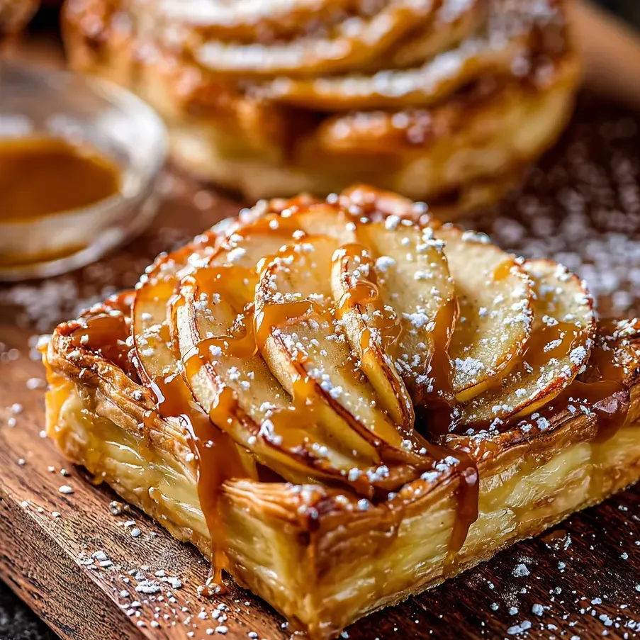 A pastry with a caramel sauce on top.