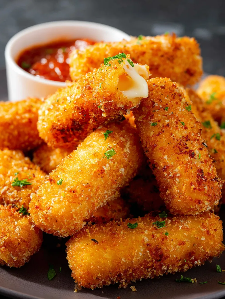 A bowl of cheese sticks with a dipping sauce.