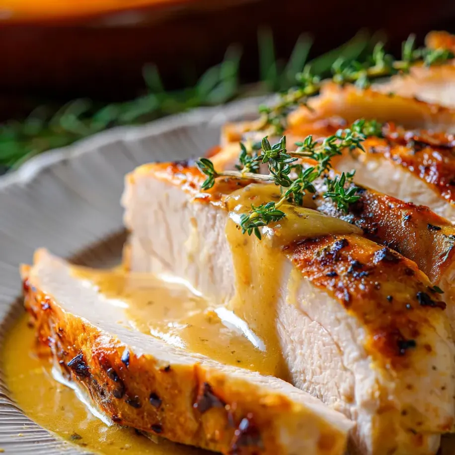 A plate of chicken with sauce.