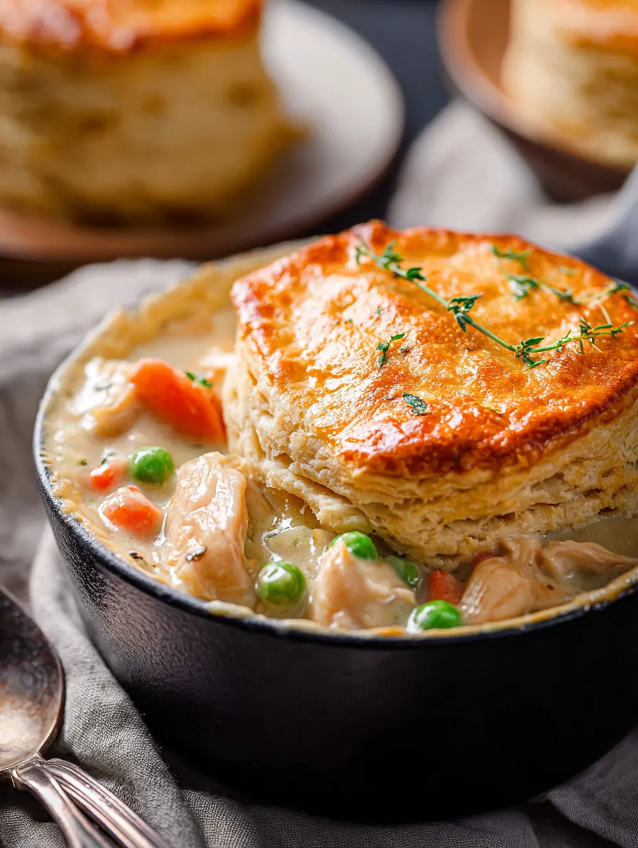 A bowl of food with a pastry on top.