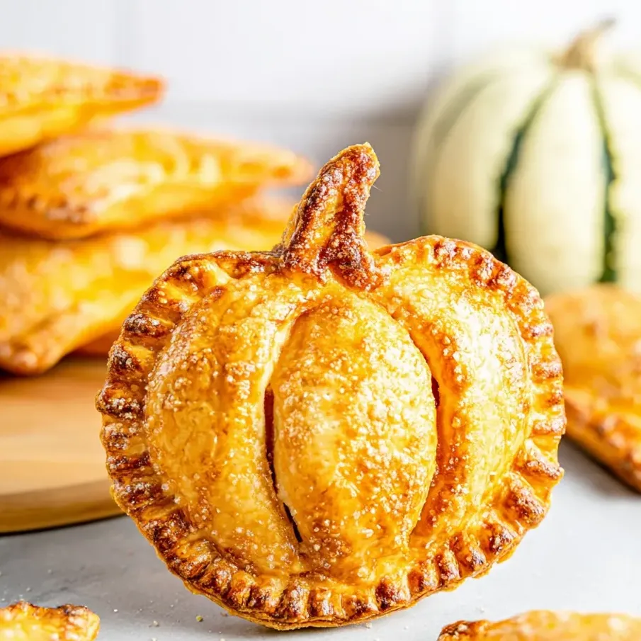 A pumpkin shaped pastry with a golden brown crust.