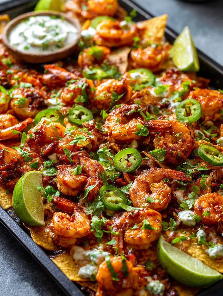 A pan of shrimp and peppers.