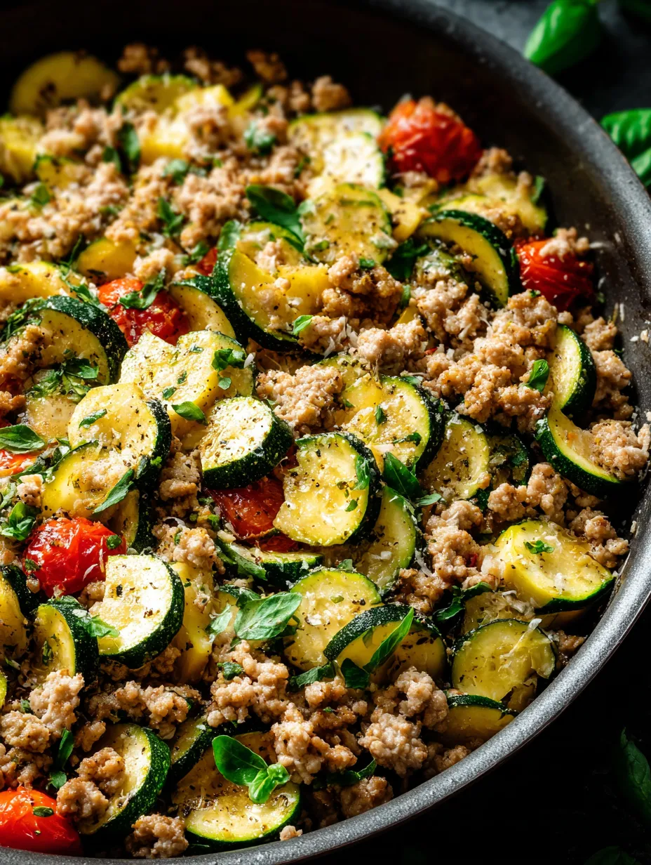 A bowl of food with zucchini, tomatoes, and rice.