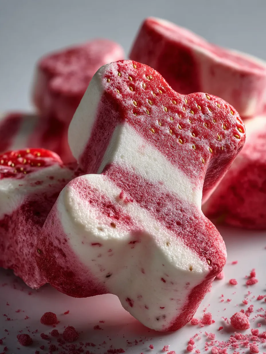 A pink and white candy with gold sprinkles.