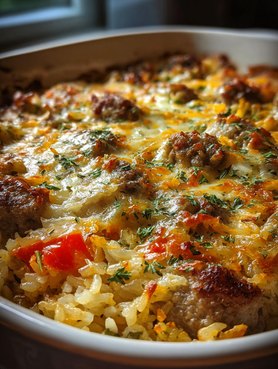 A delicious sausage and rice casserole.