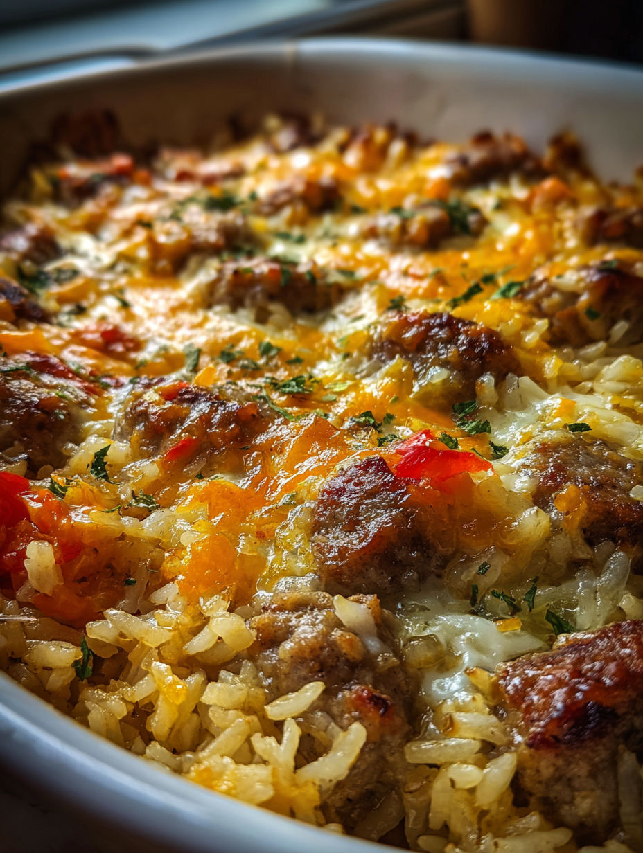 A delicious sausage and rice casserole.