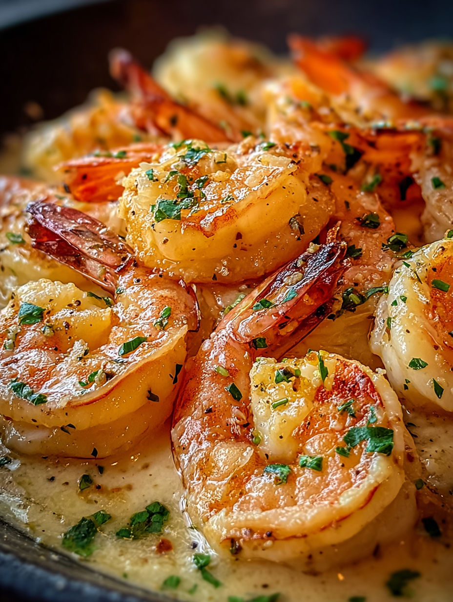 A plate of shrimp scampi.