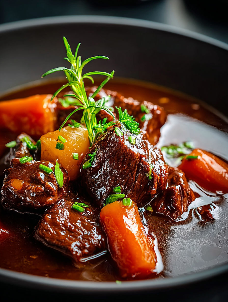 French beef stew with carrots and parsley.