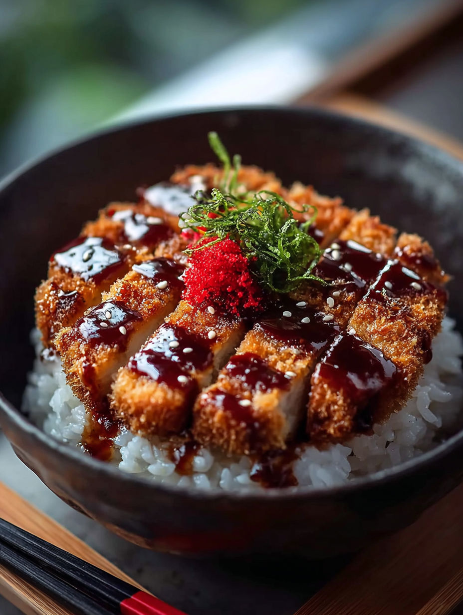 A bowl of food with a red onion on top.