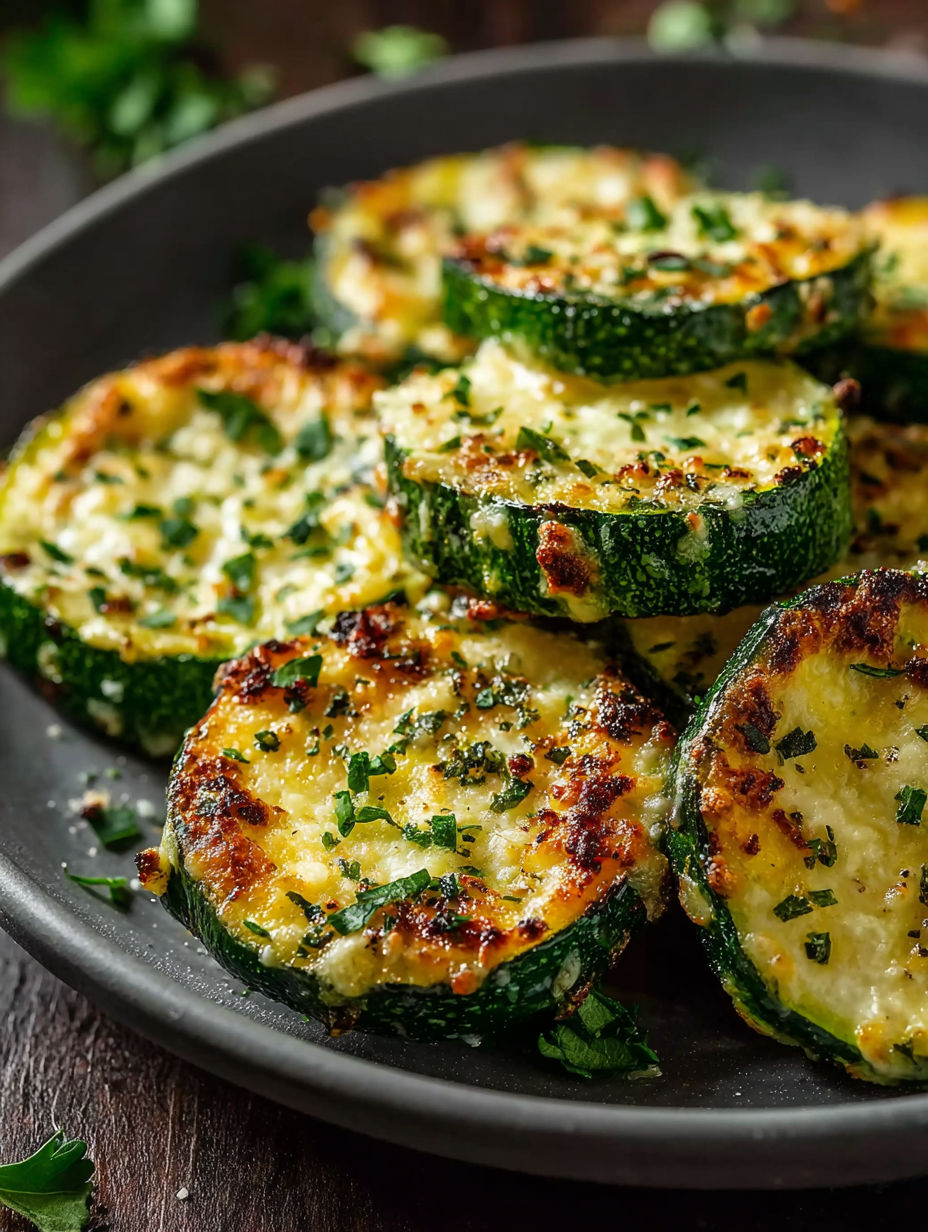 A plate of garlic zucchini steaks.