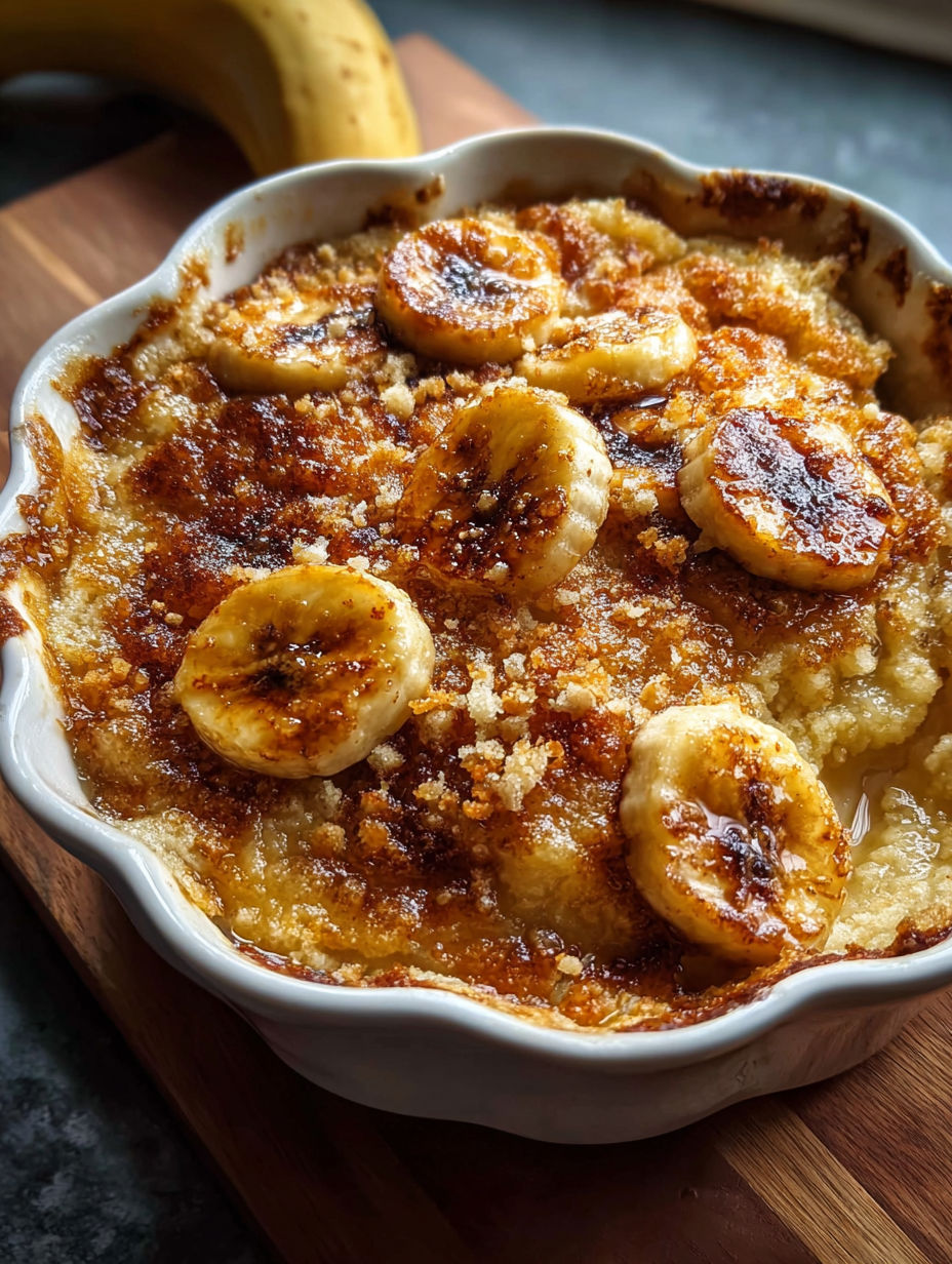 A bowl of banana cobbler.