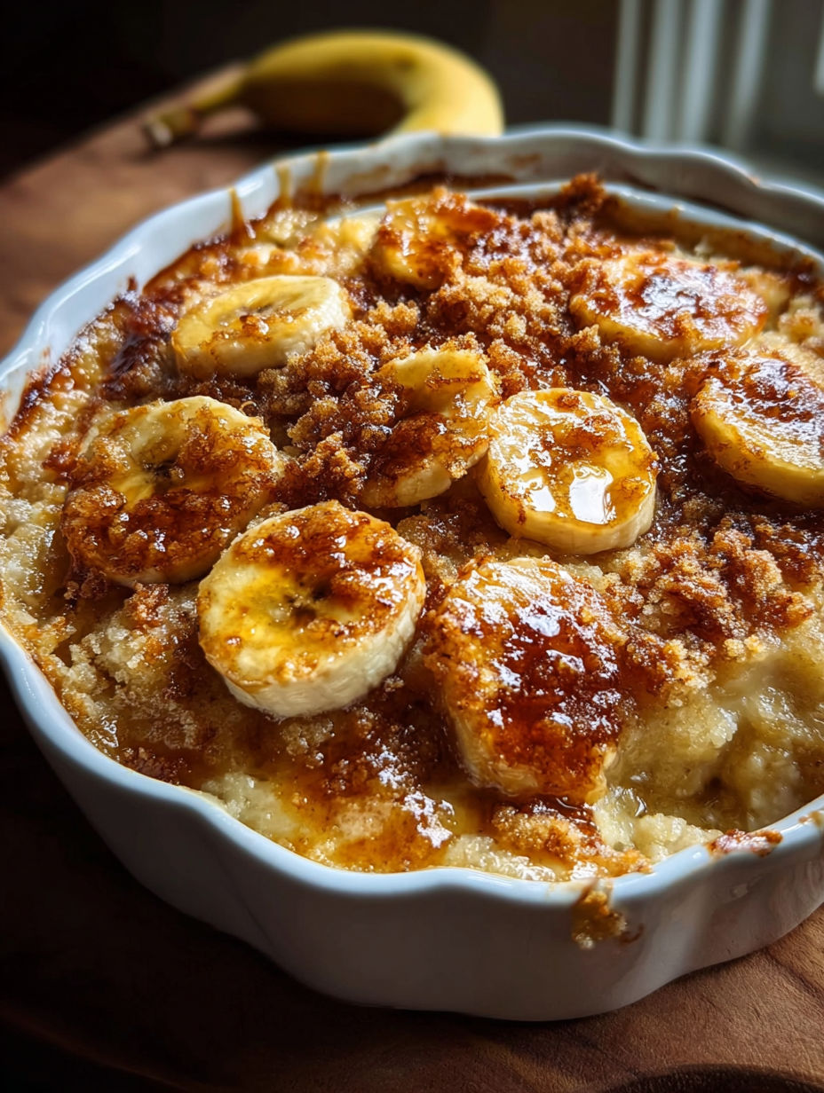 A bowl of banana cobbler.