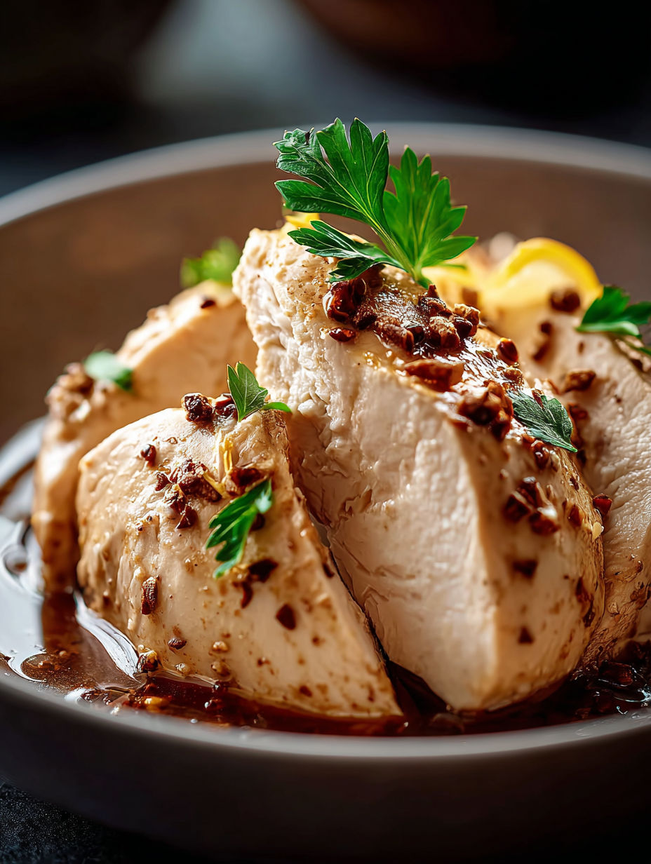 A plate of chicken with spices on it.