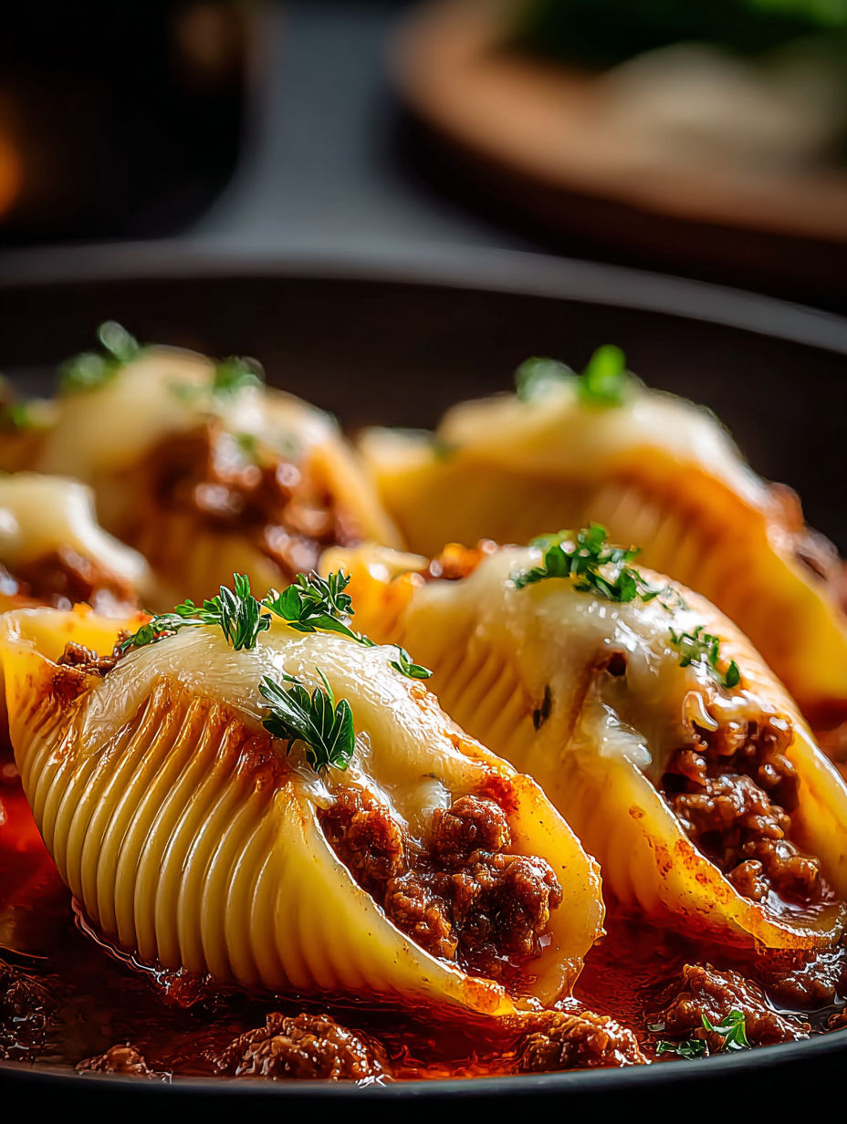 A plate of food with a close up of a pasta dish.