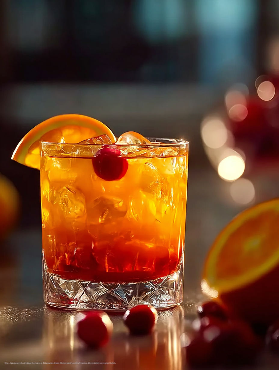 A glass of Tequila Sunset with a slice of orange.
