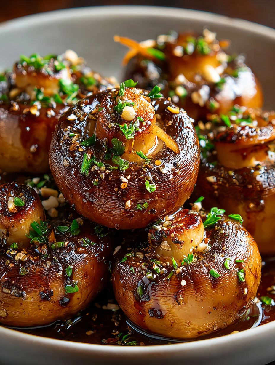 Mushrooms with garlic butter and seasoning.