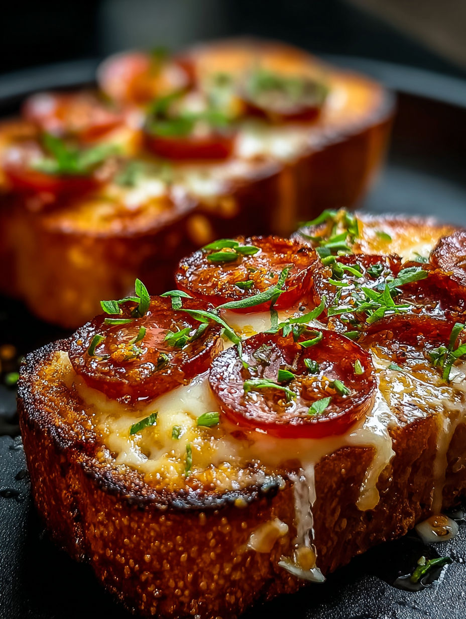 A slice of Texas Toast Pizza.