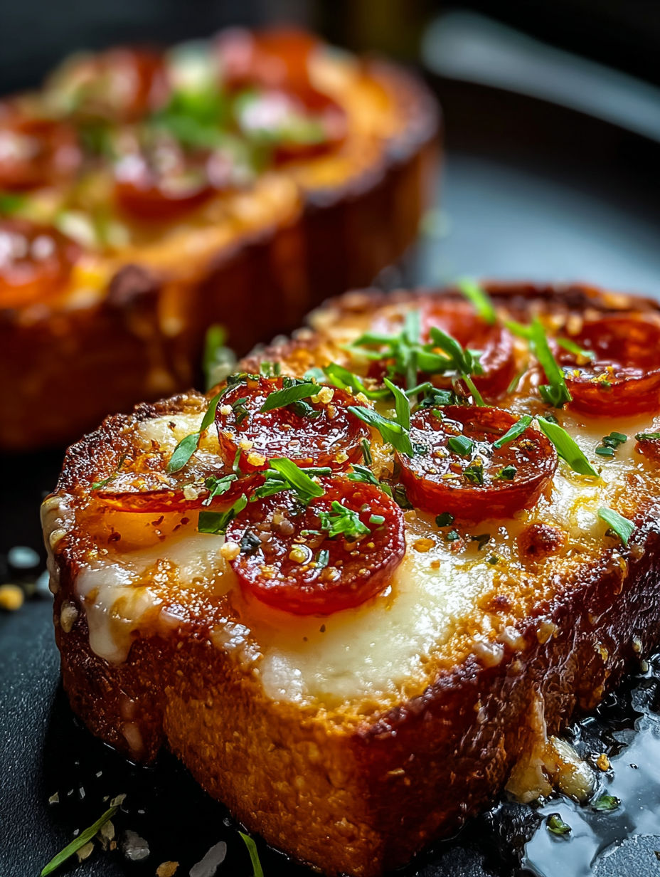 A slice of Texas toast pizza in an air fryer.