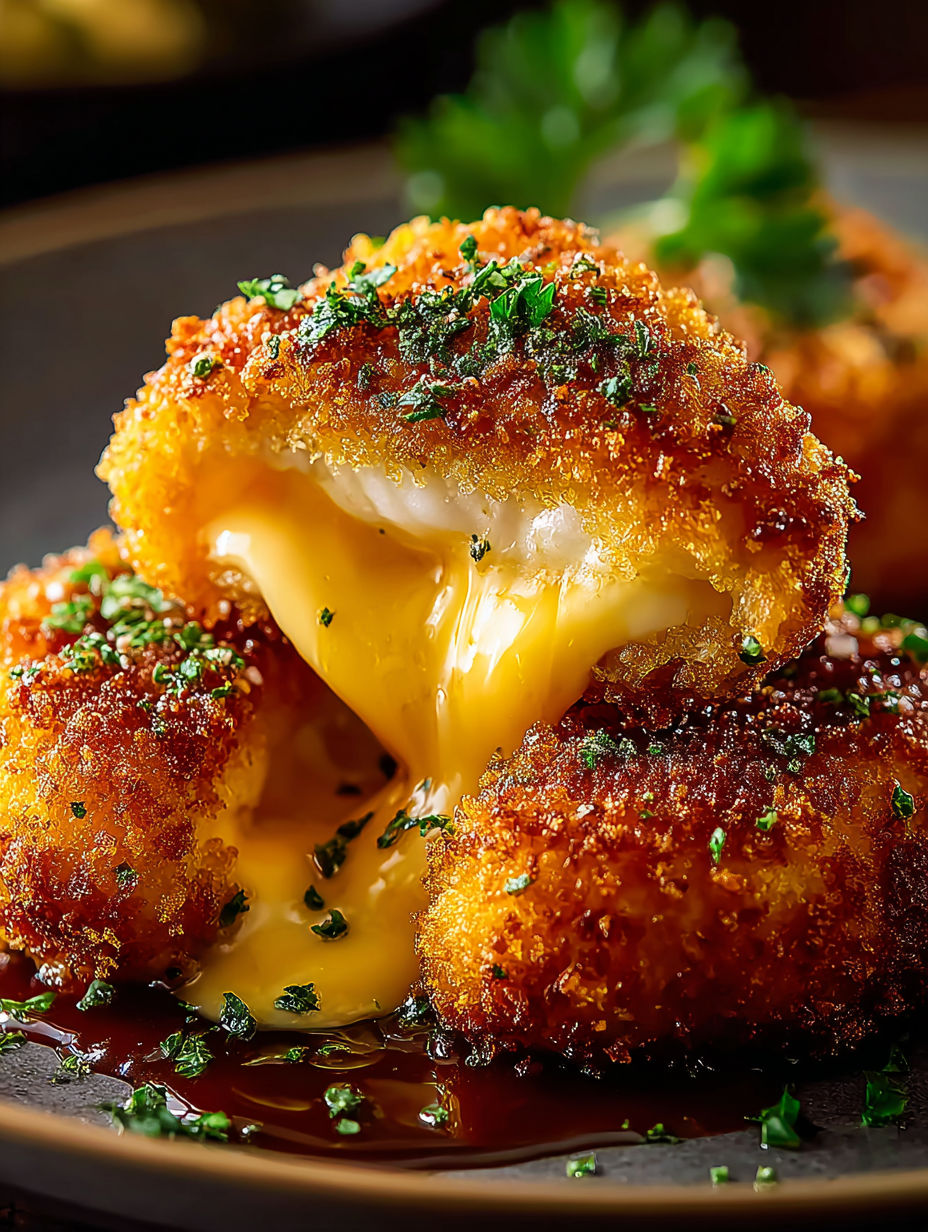 Crispy cheddar chicken with cheese.