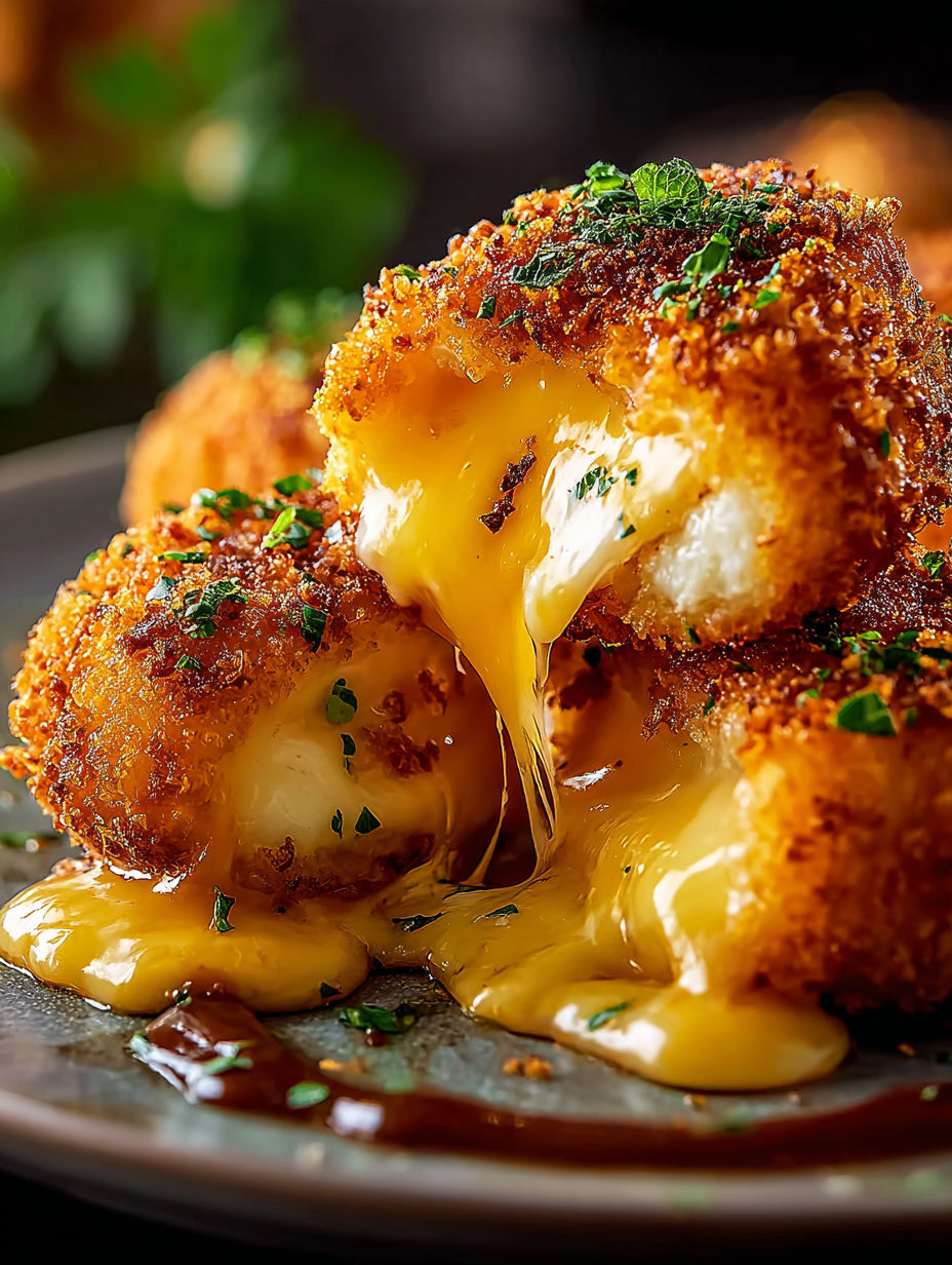 A close up of a piece of crispy cheddar chicken.