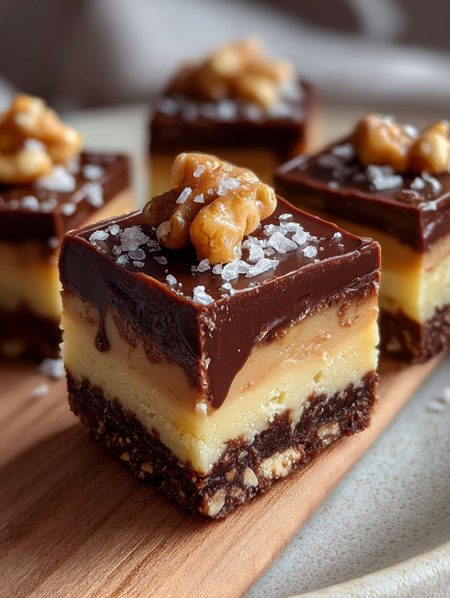 A piece of Boston Cream Fudge with nuts on top.