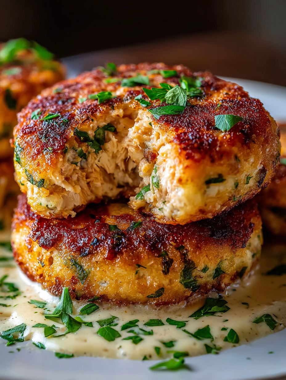 Crispy and cheesy tuna melt patties.