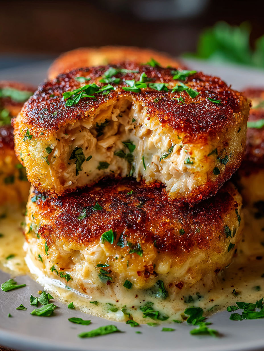 Crispy and cheesy tuna melt patties.