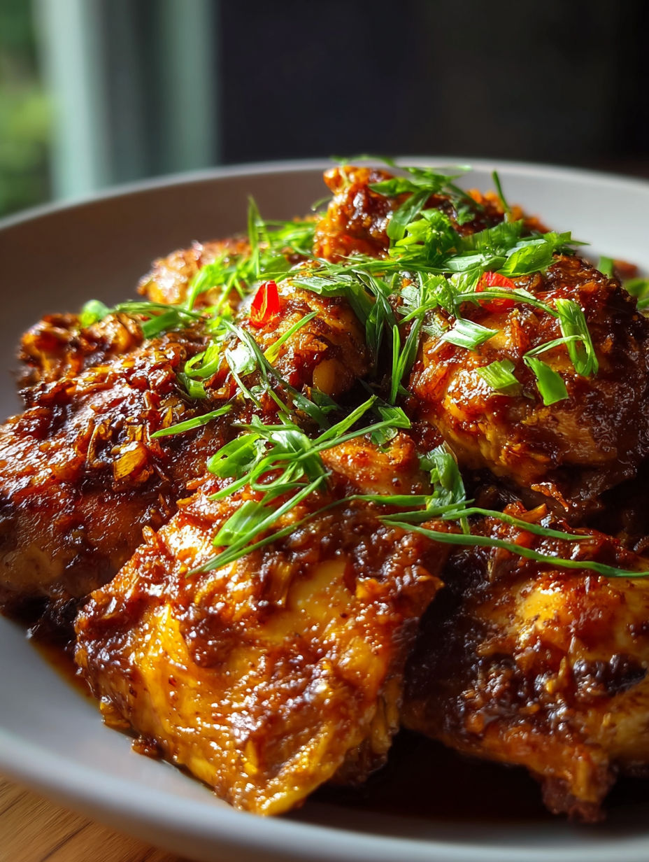 A plate of slow cooker brown sugar garlic chicken.