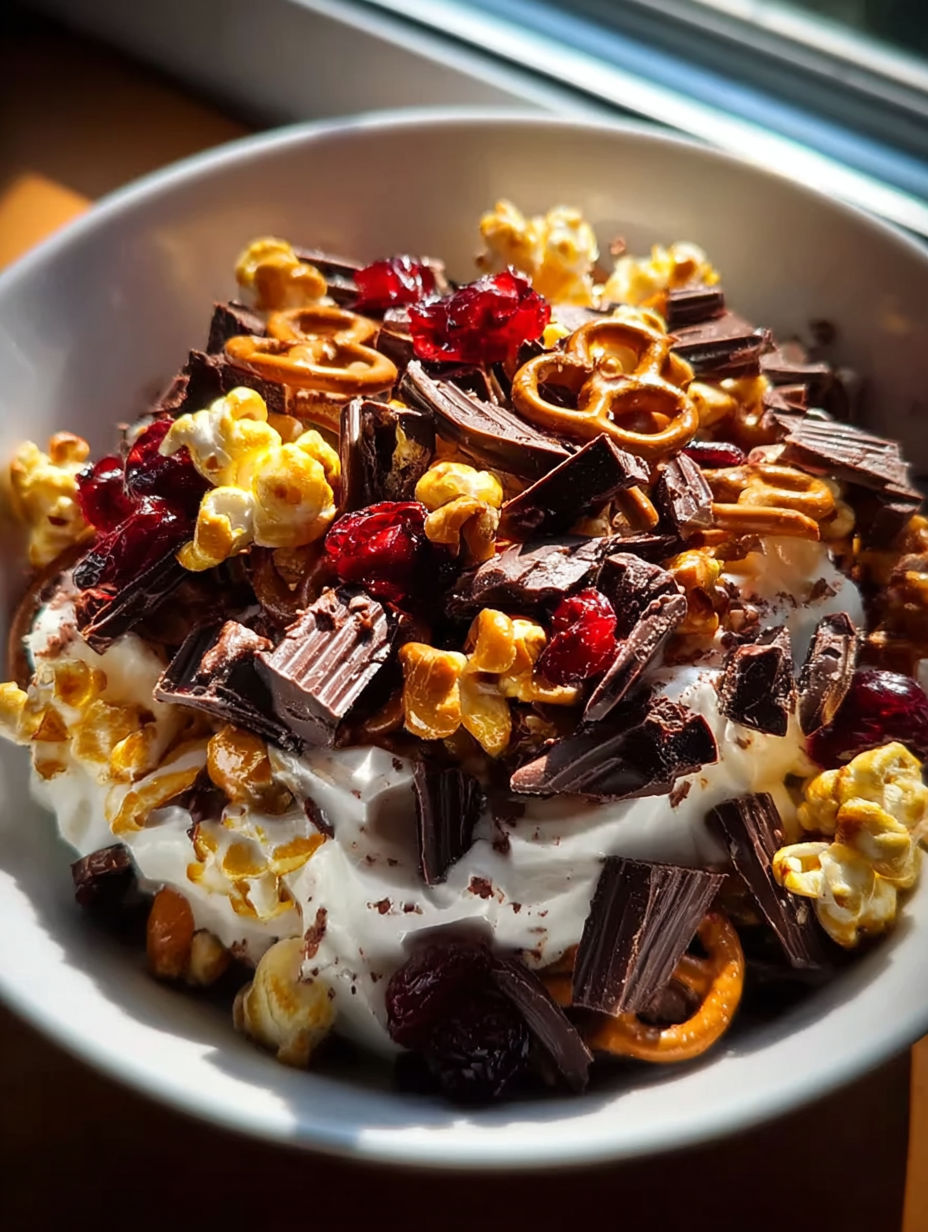 A bowl of Thanksgiving snack mix.