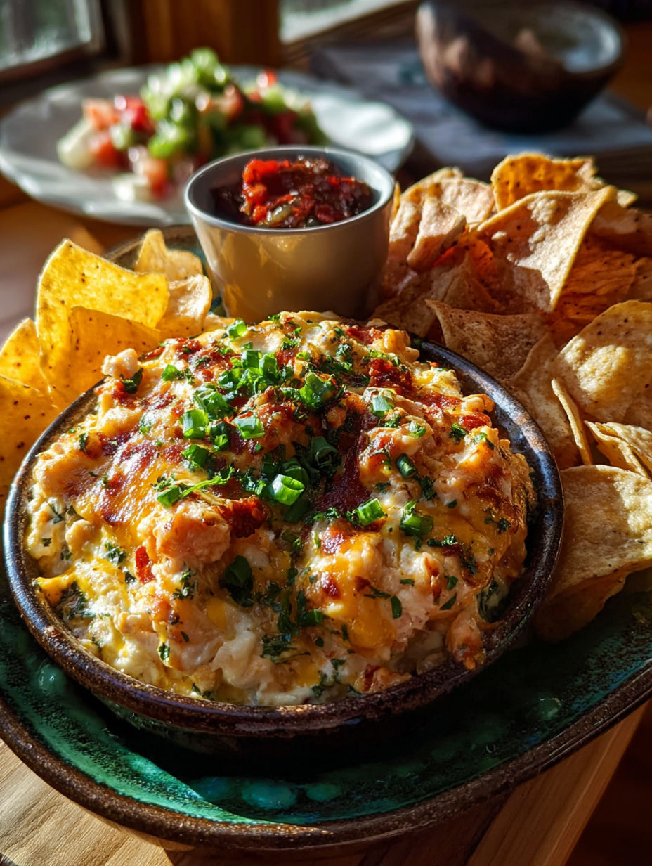 A bowl of cheese dip with chips.