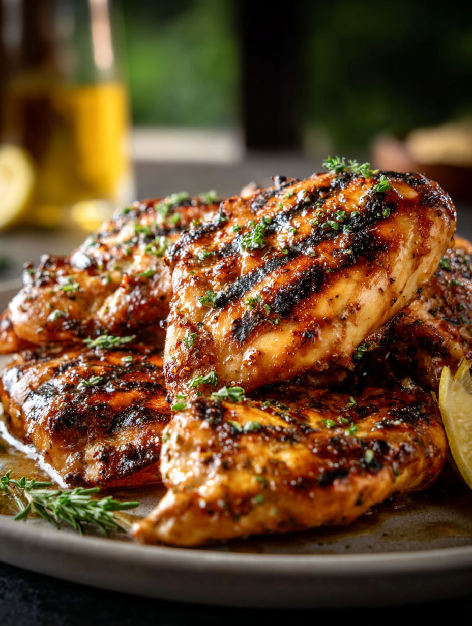 Grilled chicken on a plate.