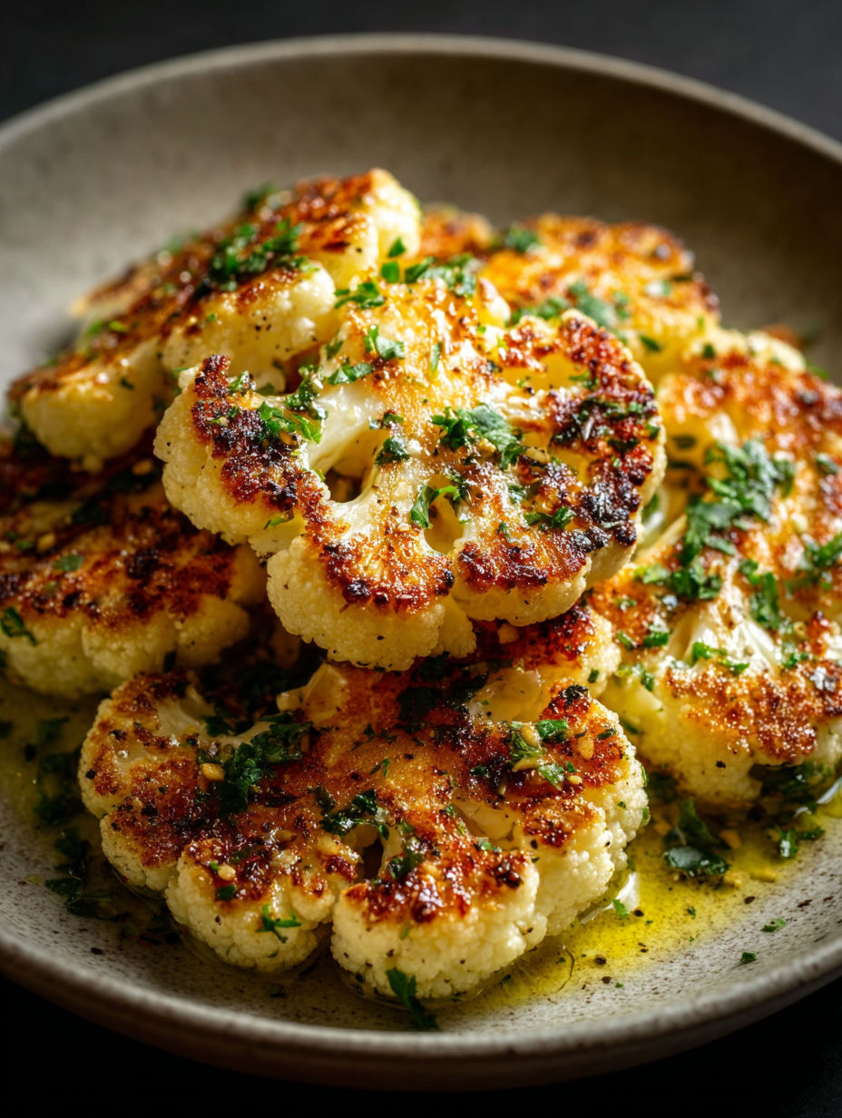 A bowl of cauliflower steaks.