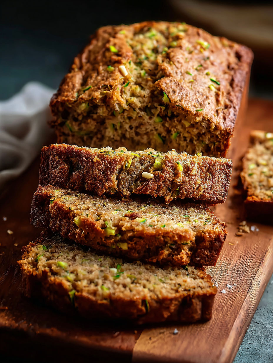 A loaf of moist zucchini bread.