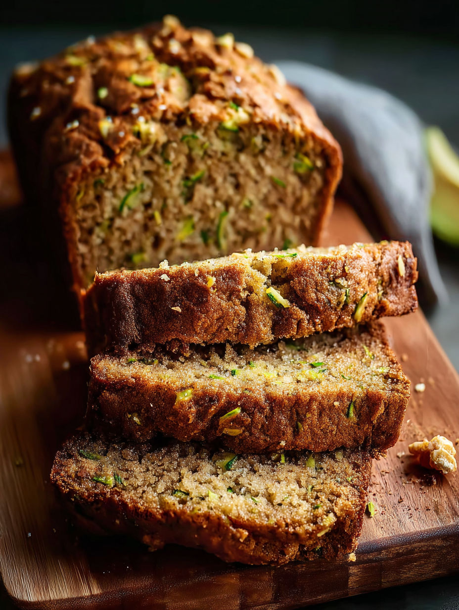 A loaf of moist zucchini bread.