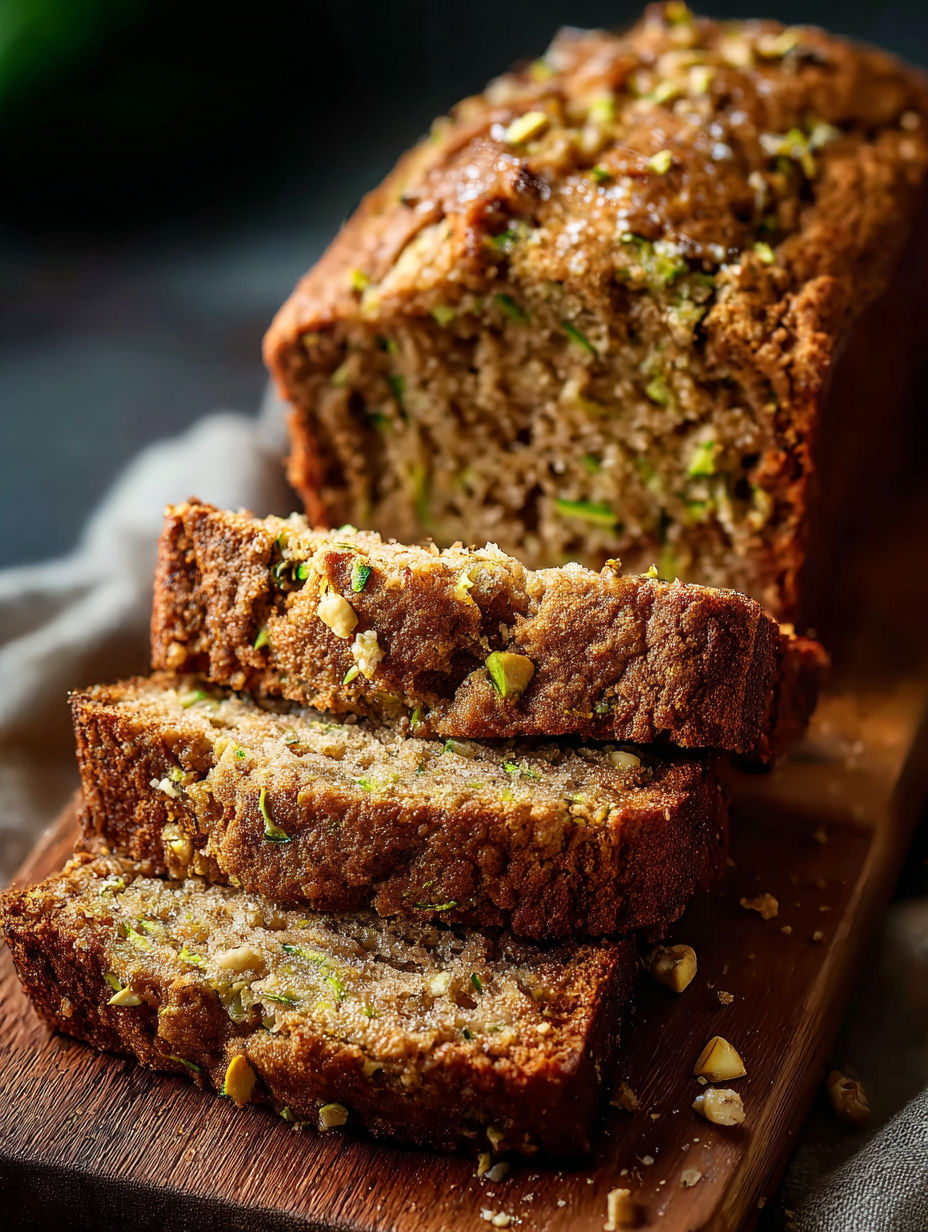 A loaf of moist zucchini bread.
